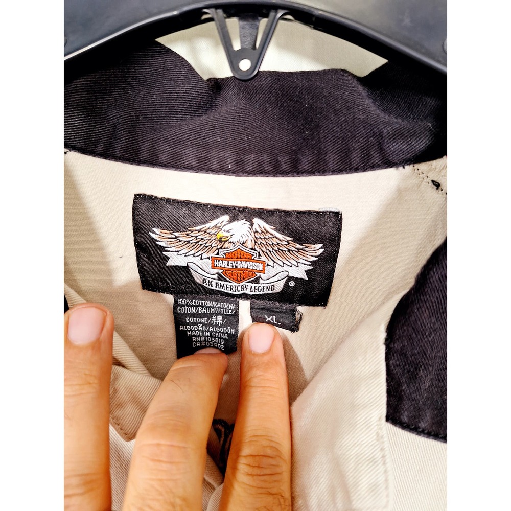 Harley-Davidson Men's Button-Up Shirt Short-Sleeved Emblem Black/White XL - Picture 6 of 7